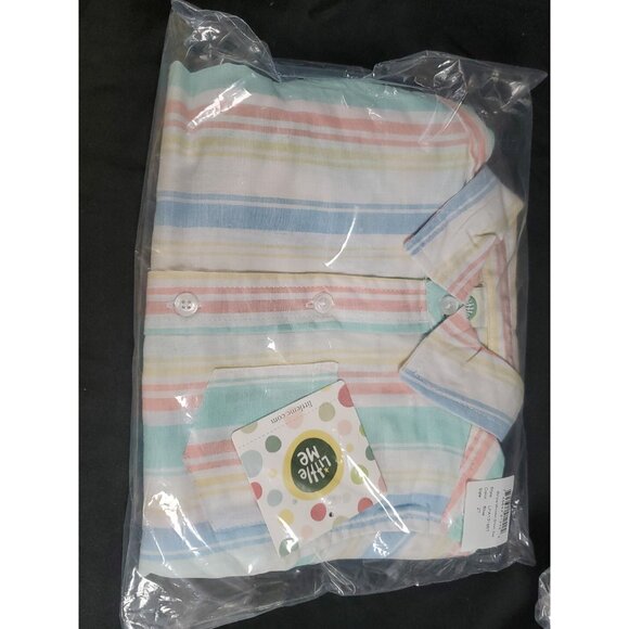 Little Me Baby Infant Boy 2 Pcs Multicolor Stripe Woven Short Set Sz. 2T NEW - Picture 3 of 4